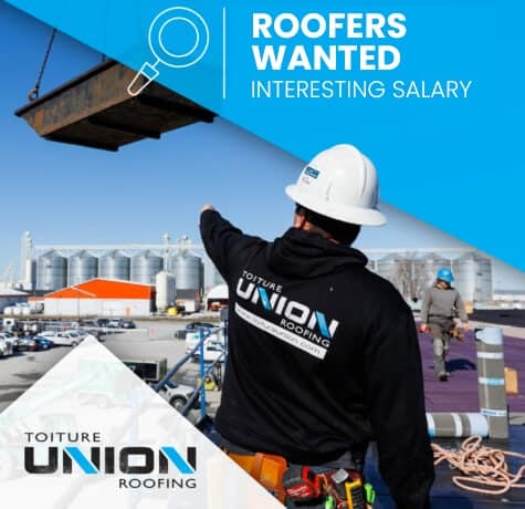 Toiture Union roofer at work on a South Shore roof